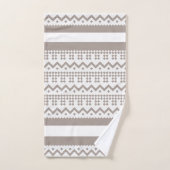 Zeitgemäße Taupe und weiße Geometrien Badhandtuch Set (Handtuch)