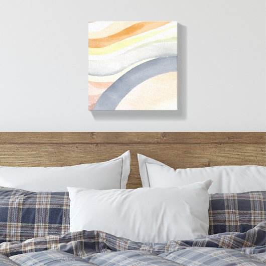 Zeitgemäße Wellen | Neutrale moderne Wasserfarbe Leinwanddruck (Insitu (Schlafzimmer))
