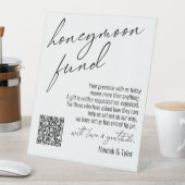 Zeitgemäßer Flitterwochen-Fonds QR-Code Weiß Sockelschild (In Situ)