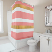 Zeitgemäßer Pfirsichweiß- und Goldduschvorhang Duschvorhang (Beispiel)