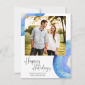 Zeitgemäßes Abstraktes blaues Foto Feiertagskarte (Vorderseite)