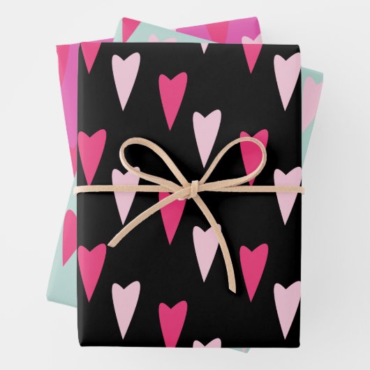 Zeitgemäßes Herz-Pointy-Muster-Umschlagpapier Geschenkpapier Set (Beispiel)