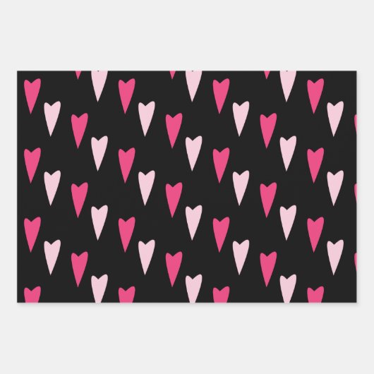 Zeitgemäßes Herz-Pointy-Muster-Umschlagpapier Geschenkpapier Set (Vorderseite)