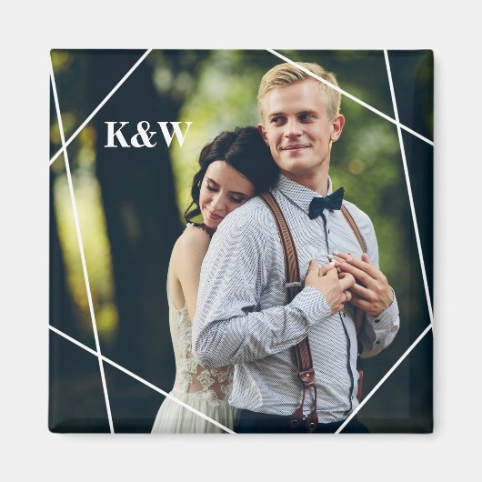 Zeitgemäßes Monogramm-Foto Magnet (Vorne)