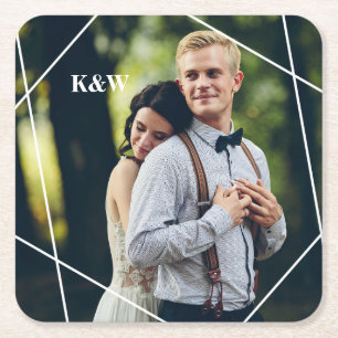 Zeitgemäßes Monogramm-Foto Rechteckiger Pappuntersetzer