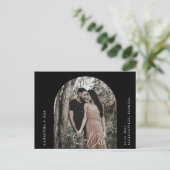 Zeitgemäßes Schwarzes Foto Save the Date Postkarte (Stehend Vorderseite)
