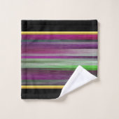 Zeitgenössisch abstrakt in grünem lila-grauem Bad Badhandtuch Set (Waschlappen)