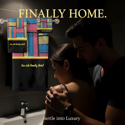 Zeitgenössisch abstrakt in mehrfarbigen Korbflecht Badhandtuch Set