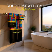 Zeitgenössisch abstrakt in mehrfarbigen Korbflecht Badhandtuch Set