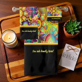 Zeitgenössisch abstrakt in mehrfarbiger Goldfolie Badhandtuch Set