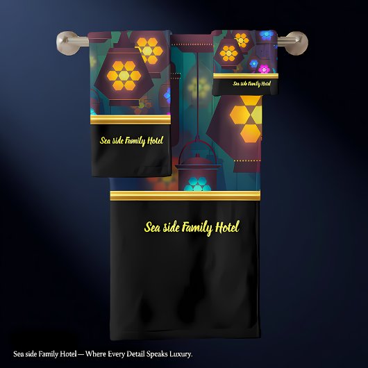 Zeitgenössisch abstrakt in mehrfarbiger Laterne Badhandtuch Set