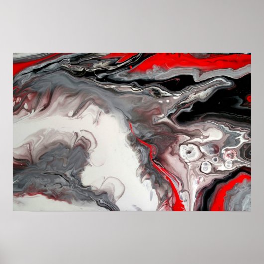 Zeitgenössisch Abstrakt - Schwarz, Silber und Rot Poster (Vorne)