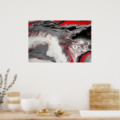 Zeitgenössisch Abstrakt - Schwarz, Silber und Rot Poster (Küche)