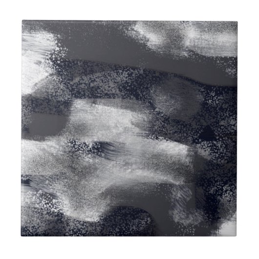 Zeitgenössisch Abstrakt Schwarz/Weiß Fliese (Vorderseite)