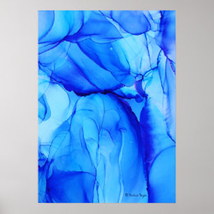 Zeitgenössisch Abstraktes Indigo Poster