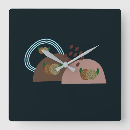 Zeitgenössisch Boho Rustic Quadratische Wanduhr (Vorderseite)