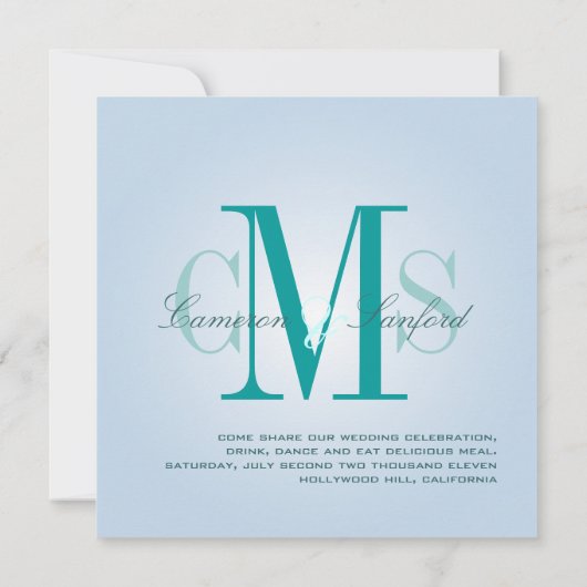 Zeitgenössisch + klassisch/aquamarin blau einladung (Rückseite)