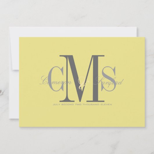 Zeitgenössisch + klassisch/gelb + grau einladung (Vorderseite)