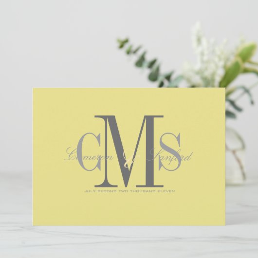 Zeitgenössisch + klassisch/gelb + grau einladung (Stehend Vorderseite)