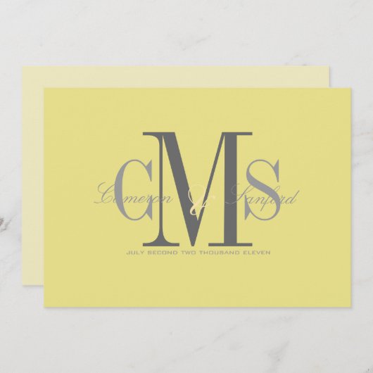Zeitgenössisch + klassisch/gelb + grau einladung (Vorne/Hinten)