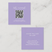 Zeitgenössisch Minimalistischer Periwinkle QR Code Quadratische Visitenkarte (Vorne/Hinten)