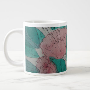 zeitgenössisch-rosa Blume und Blätter Blumen Jumbo-Tasse