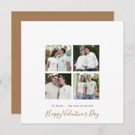 Zeitgenössische 4-Foto Collage Custom Gold Valenti Feiertagskarte