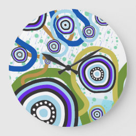 Zeitgenössische Aborigine-Kunst Wall Clock Große Wanduhr