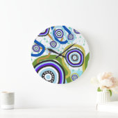 Zeitgenössische Aborigine-Kunst Wall Clock Große Wanduhr (Zuhause)