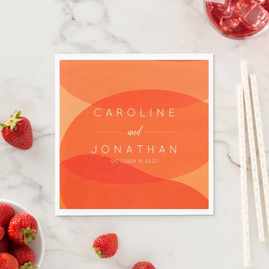 Zeitgenössische Abstrakte Chic Orange Custom Weddi Serviette (Beispiel)