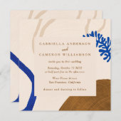 Zeitgenössische Abstrakte Formen Art Blue Tan Hoch Einladung (Vorne/Hinten)