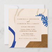 Zeitgenössische Abstrakte Formen Art Blue Tan Hoch Einladung (Vorderseite)