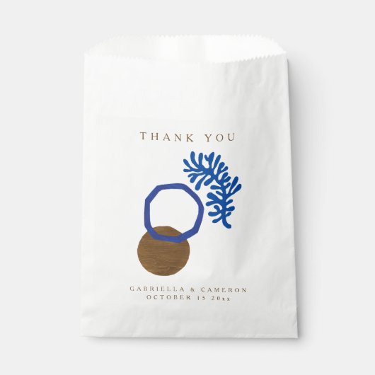 Zeitgenössische Abstrakte Formen Art Blue Tan Hoch Geschenktütchen (Vorderseite)