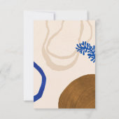 Zeitgenössische Abstrakte Formen Art Blue Tan Hoch RSVP Karte (Rückseite)