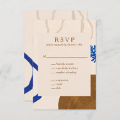 Zeitgenössische Abstrakte Formen Art Blue Tan Hoch RSVP Karte (Vorne/Hinten)