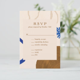 Zeitgenössische Abstrakte Formen Art Blue Tan Hoch RSVP Karte