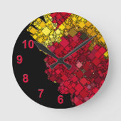 Zeitgenössische Abstrakte geometrische fette rote  Runde Wanduhr (Vorderseite)