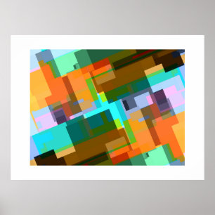 Zeitgenössische abstrakte geometrische gerahmte Wa Poster