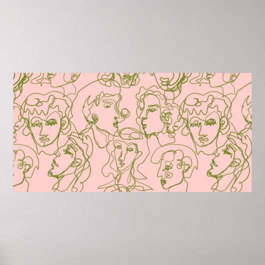 Zeitgenössische abstrakte Gesichter. Minimalistisc Poster (Vorne)