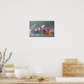 Zeitgenössische Abstrakte Glaskunst Rosa und Grau Poster (Küche)