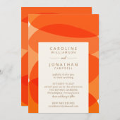 Zeitgenössische Abstrakte Kunst Chic Orange Hochze Einladung (Vorne/Hinten)