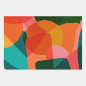Zeitgenössische Abstrakte Kunst Grün und Orange Geschenkpapier Set (Vorderseite 2)