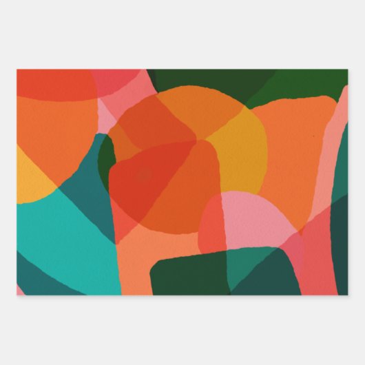 Zeitgenössische Abstrakte Kunst Grün und Orange Geschenkpapier Set (Vorderseite 2)