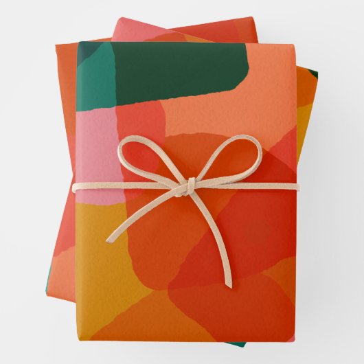 Zeitgenössische Abstrakte Kunst Grün und Orange Geschenkpapier Set (Beispiel)