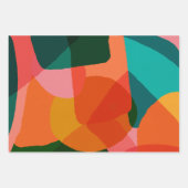 Zeitgenössische Abstrakte Kunst Grün und Orange Geschenkpapier Set (Vorderseite)