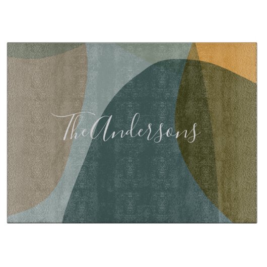 Zeitgenössische Abstrakte Kunst im Aquamarinen Per Schneidebrett (Vorderseite)