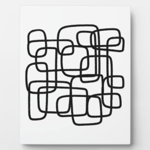 Zeitgenössische abstrakte Linienkunst Schwarz und Fotoplatte