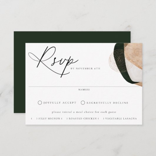 Zeitgenössische Abstrakte Mahlzeiten RSVP Karte (Vorne/Hinten)