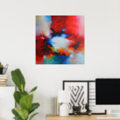 Zeitgenössische Abstrakte Malerei Rot Gelb Blau Poster (Heimbüro)