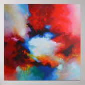 Zeitgenössische Abstrakte Malerei Rot Gelb Blau Poster (Vorne)